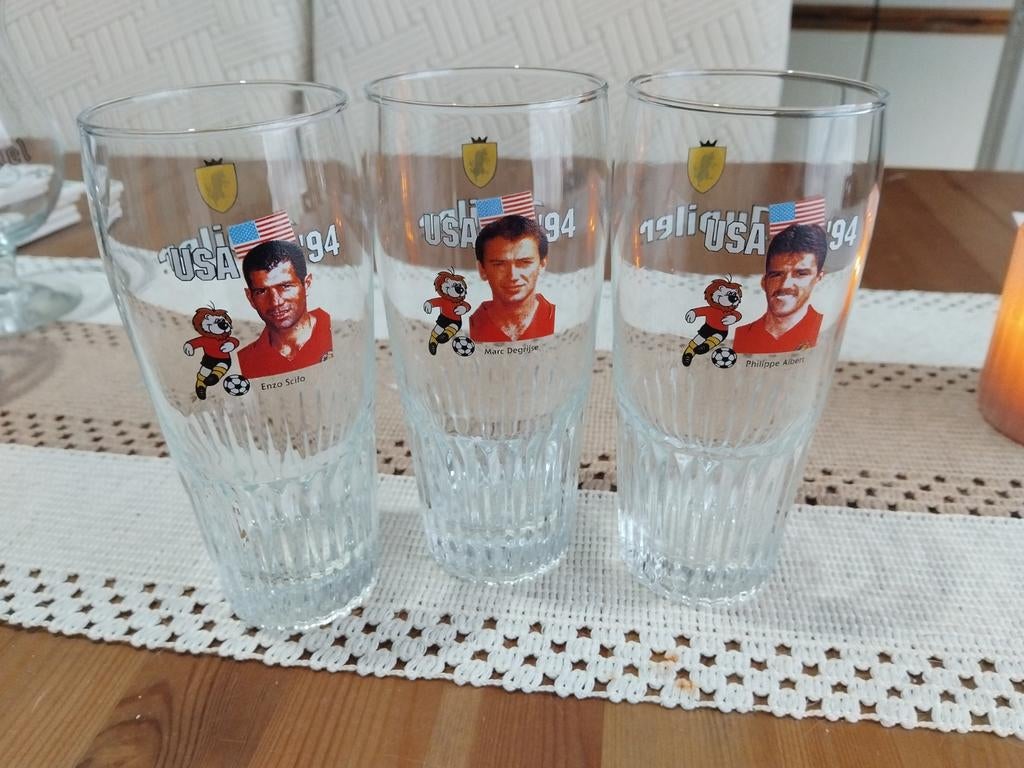 Jupiler bierglazen USA ’94 – Rode Duivels, Ophalen, Nieuw, Bierglas