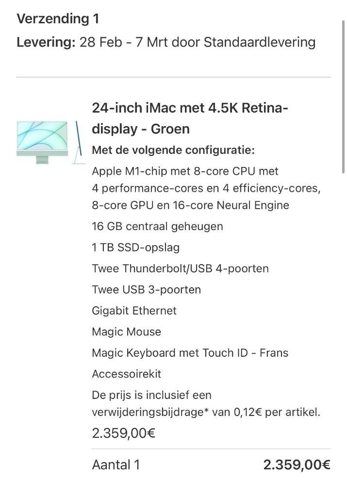 iMac 24" 2022, Enlèvement, Comme neuf, IMac