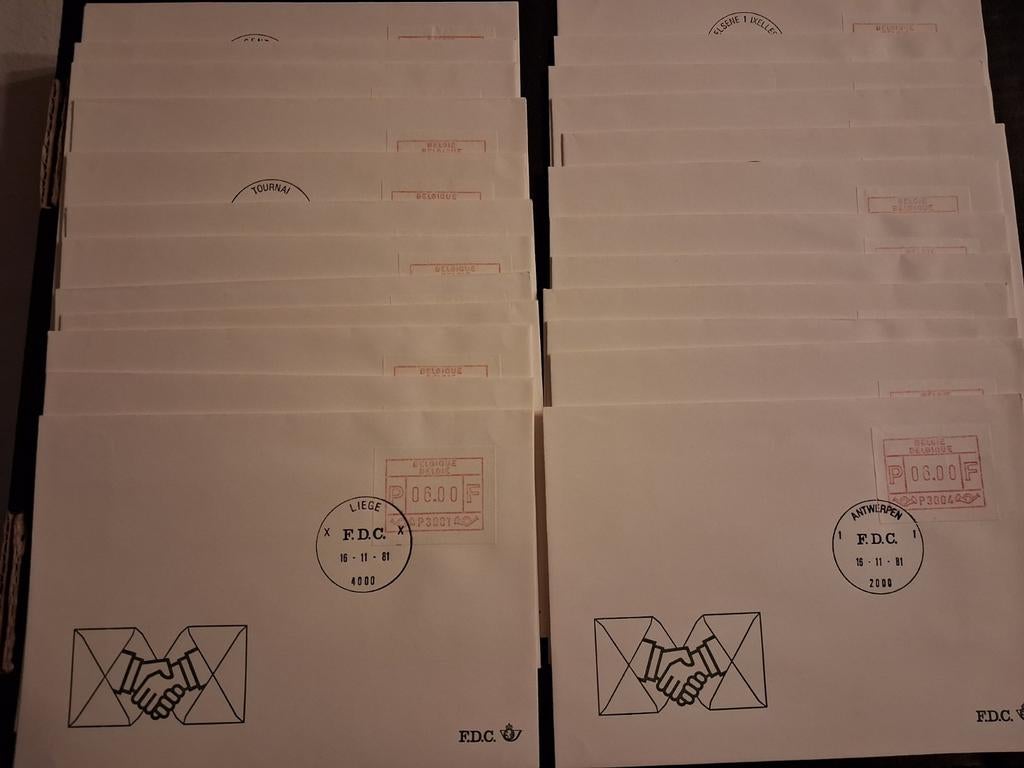 België: "ATM 1/6" 24 FDC omslagen 6-9-14-59 Bfr  1dag stamp, Postzegels en Munten, Verzenden, Onbeschreven