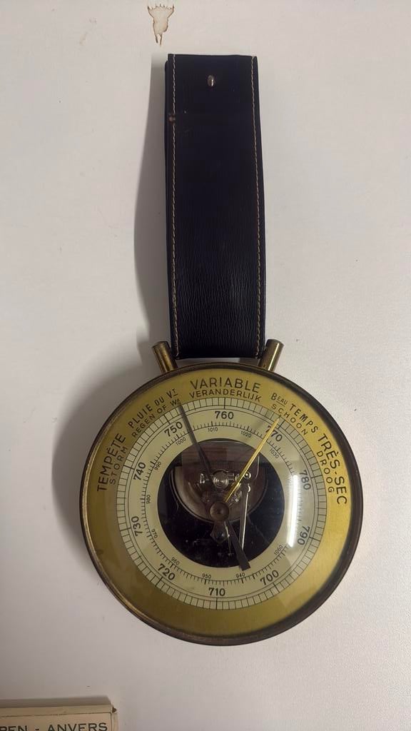 Baromètre vintage en laiton — Années 50/60, TV, Hi-fi & Vidéo, Stations météorologiques & Baromètres, Enlèvement ou Envoi, Utilisé