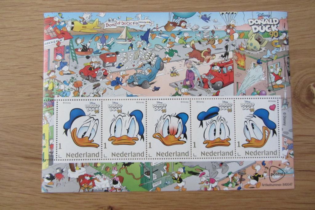 Postzegels Donald Duck Postfris Nederland 90 jaar bestaan, Ophalen of Verzenden, Na 1940, Postfris