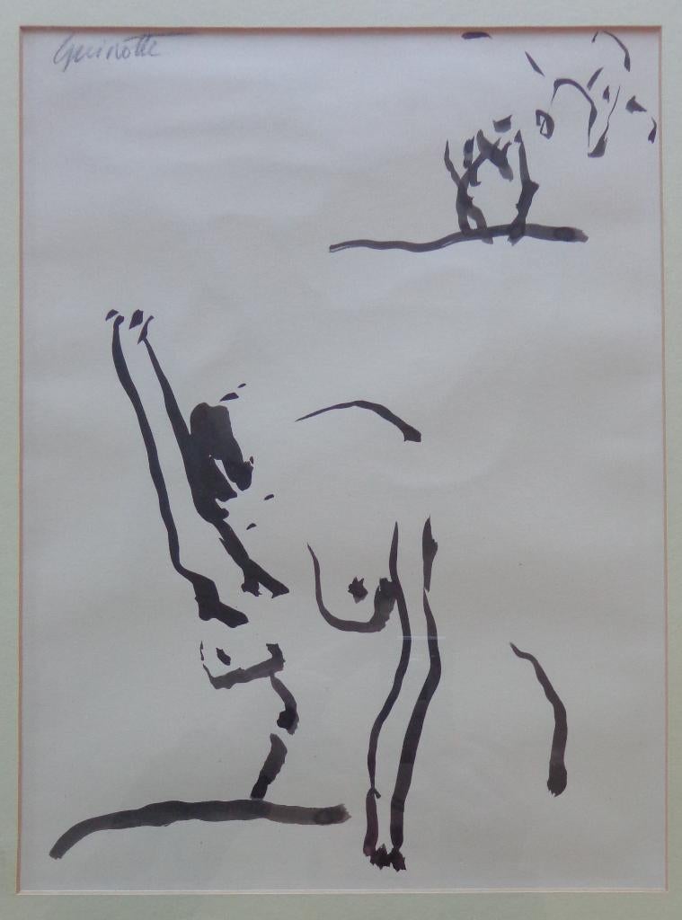 LUCIEN GUINOTTE / VROUWELIJK NAAKT / ORIGINEEL WERK 54x45cm, Enlèvement ou Envoi