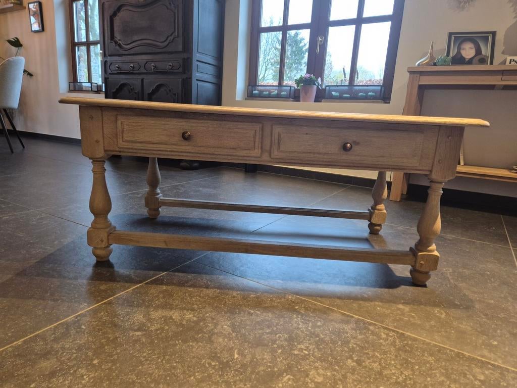 Eiken salontafel, gezandstraald & grey wash, Enlèvement