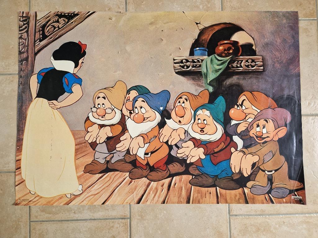 Affiche/poster Blanche-Neige - Walt Disney - 1972, Collections, Enlèvement ou Envoi, Rectangulaire horizontal, Utilisé, Cinéma et TV