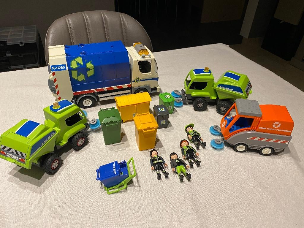 Playmobil vuilniswagen straatvegers bezemwagen etc, Ophalen of Verzenden, Zo goed als nieuw