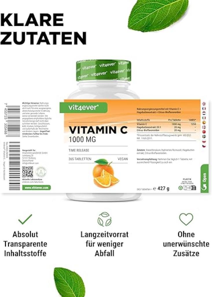Vitamine C 1000 mg 365 tabletten GRATIS LEVERING, Verzenden, Nieuw, Overige typen