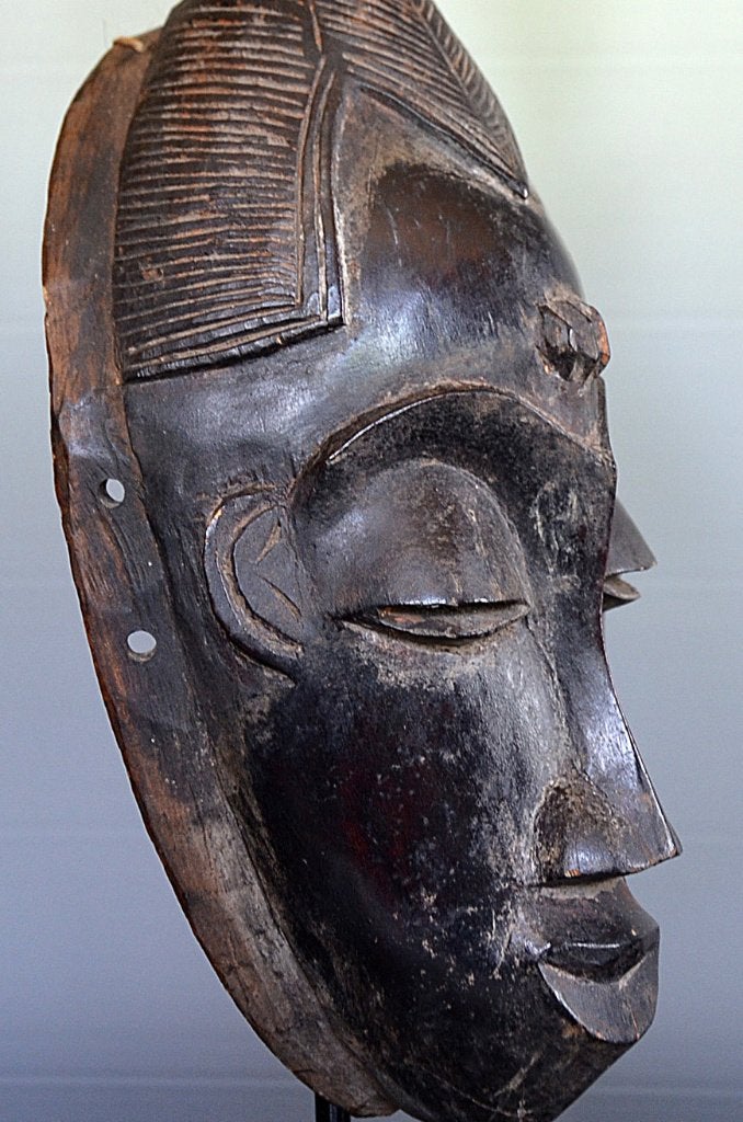 Masque africain Guro Gu de Côte d'Ivoire, Fait main, Afrique, Enlèvement ou Envoi, 42 cm