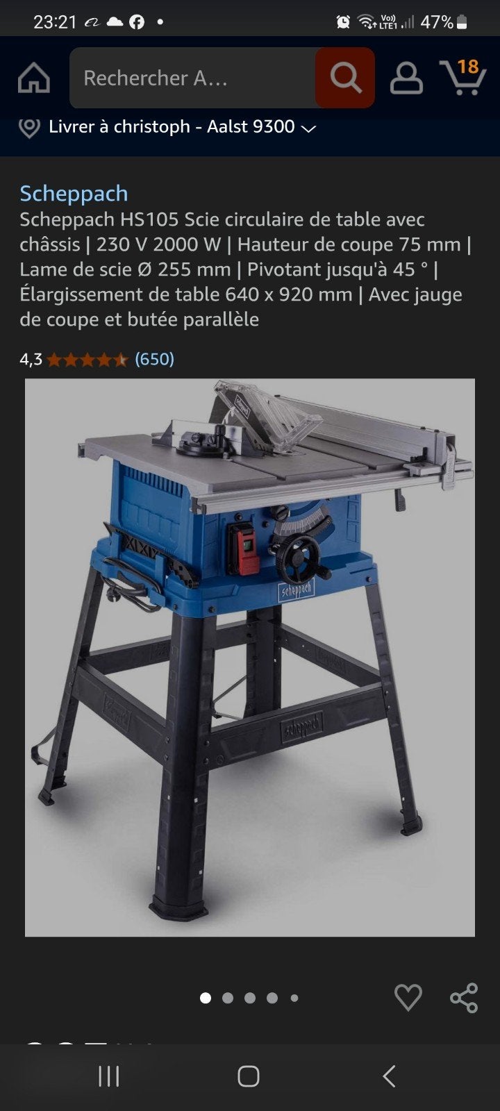 a vendre .scie circulaire de marque scheppach HS105, Ophalen, Gebruikt, Cirkelzaag, Scheppach
