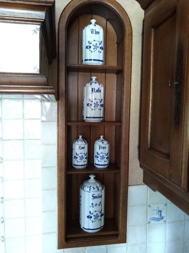 porselein set voorraadpotten 'delfts' blauw 5-delig, Ophalen