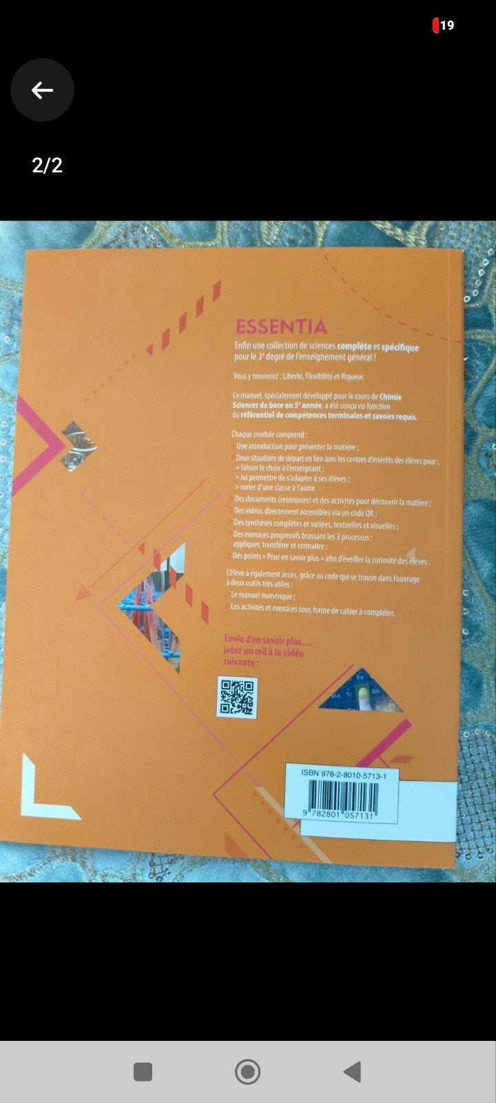 Essentia Chimie 5ème secondaire, Livres, Enlèvement, Secondaire, Chimie