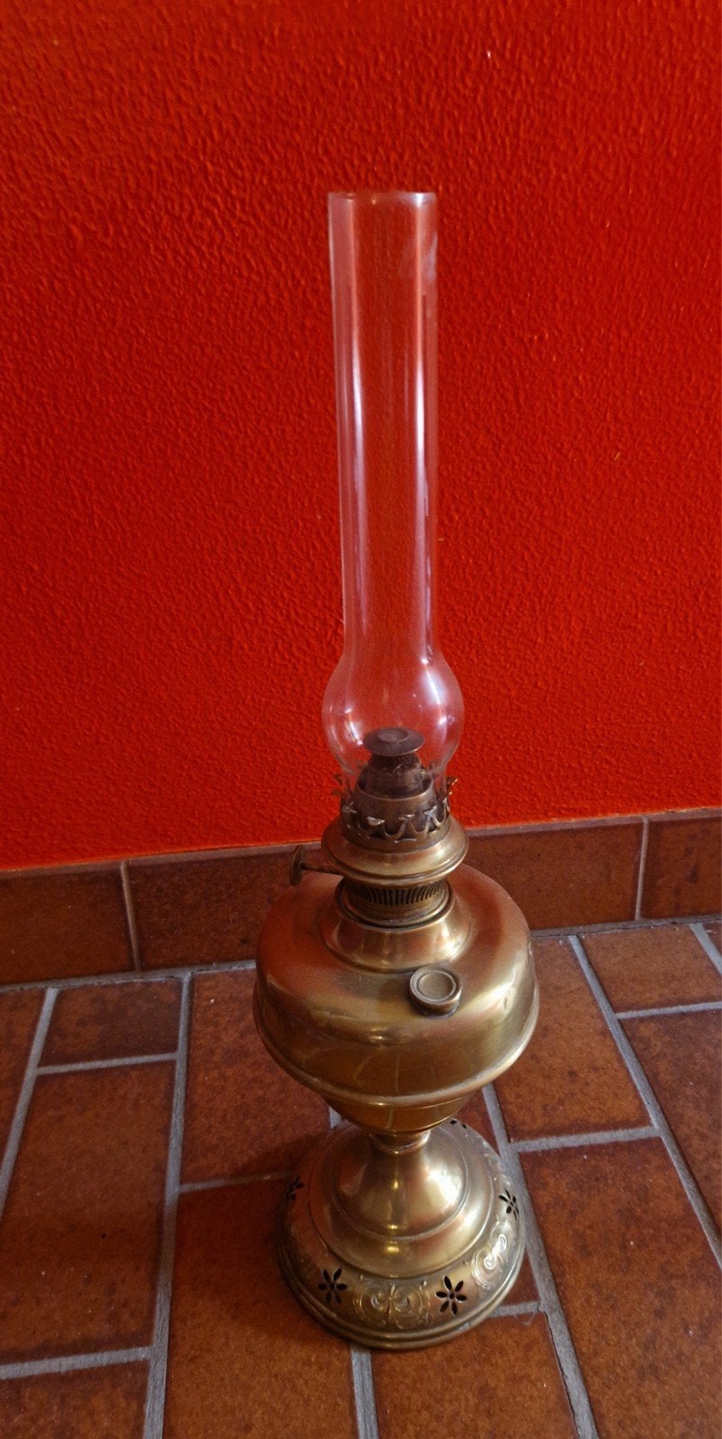 Authentieke antieke L&B koperen kerosinelamp, Antiek en Kunst, Antiek | Verlichting, Ophalen