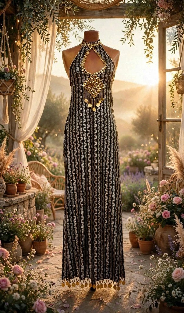 Robe longue égyptienne, robe d'occasion glamour nouvelle, Neuf, Robe de gala, Taille 38/40 (M), Enlèvement ou Envoi