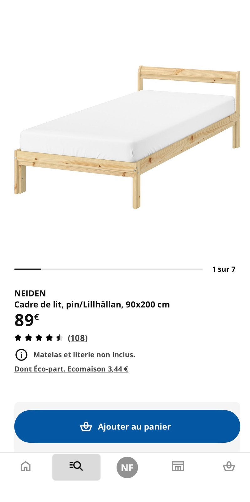 Cadre lit +matelas, Enlèvement, Comme neuf