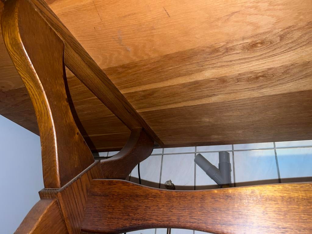 Landelijke kloostertafel 210 cm – eiken look – X-poot, Ophalen