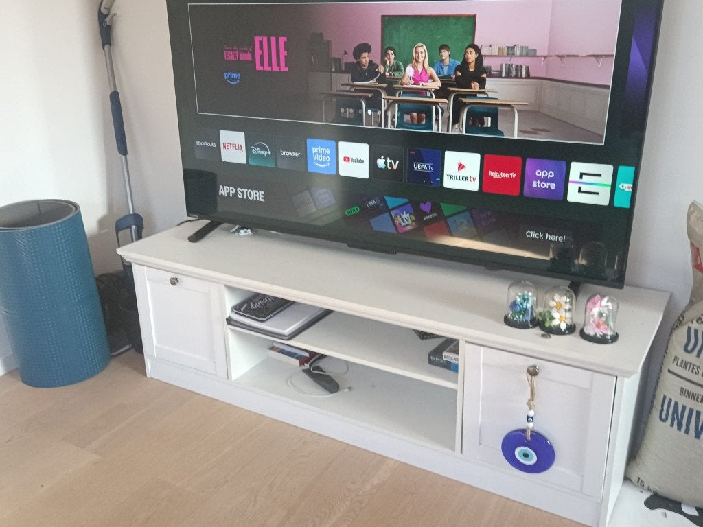 Meuble TV blanc FINORI Landwood – 160 cm – 2 portes, Maison & Meubles, Enlèvement