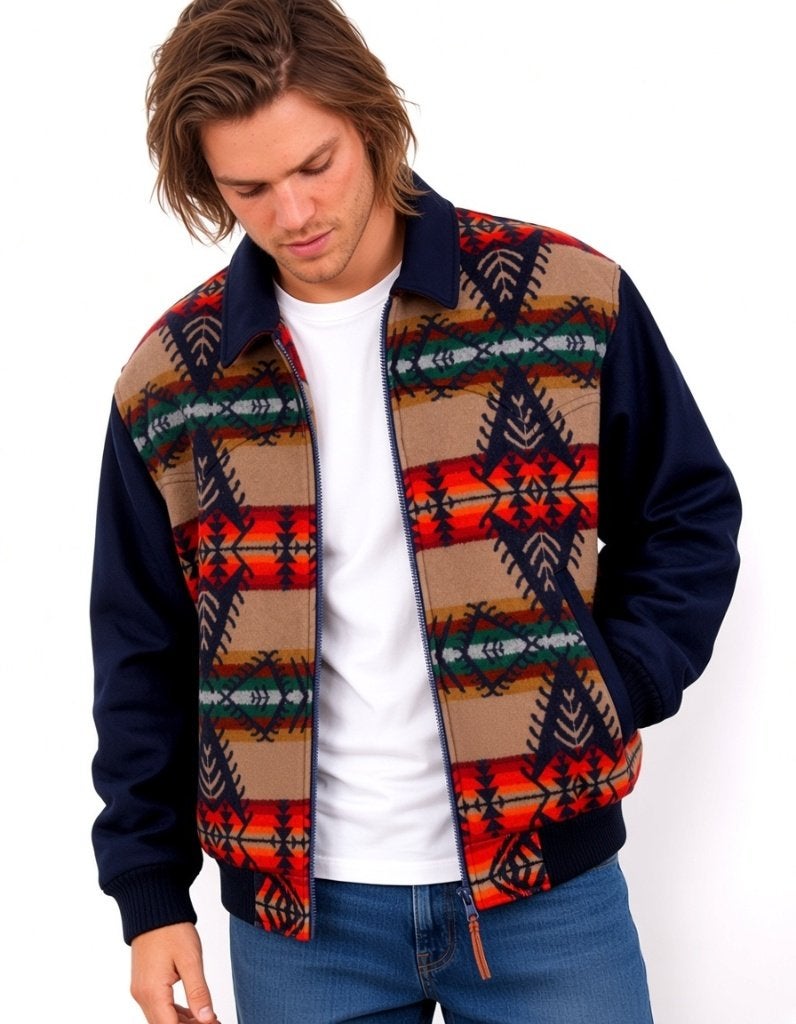 Vintage Pendleton Wool Bomber Jacket – Made in USA – M, Enlèvement ou Envoi, Comme neuf, Multicolore, Taille 48/50 (M)