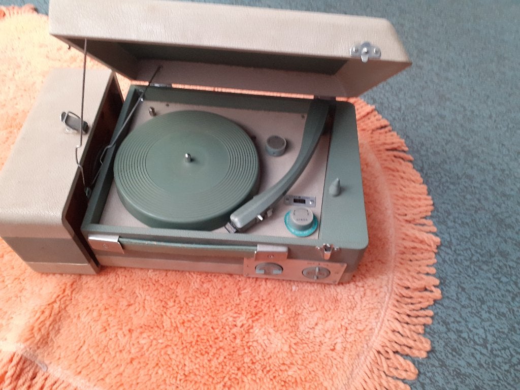 Draagbare vintage platenspeler uit de Fifties, Audio, Tv en Foto, Platenspelers, Ophalen, Platenspeler