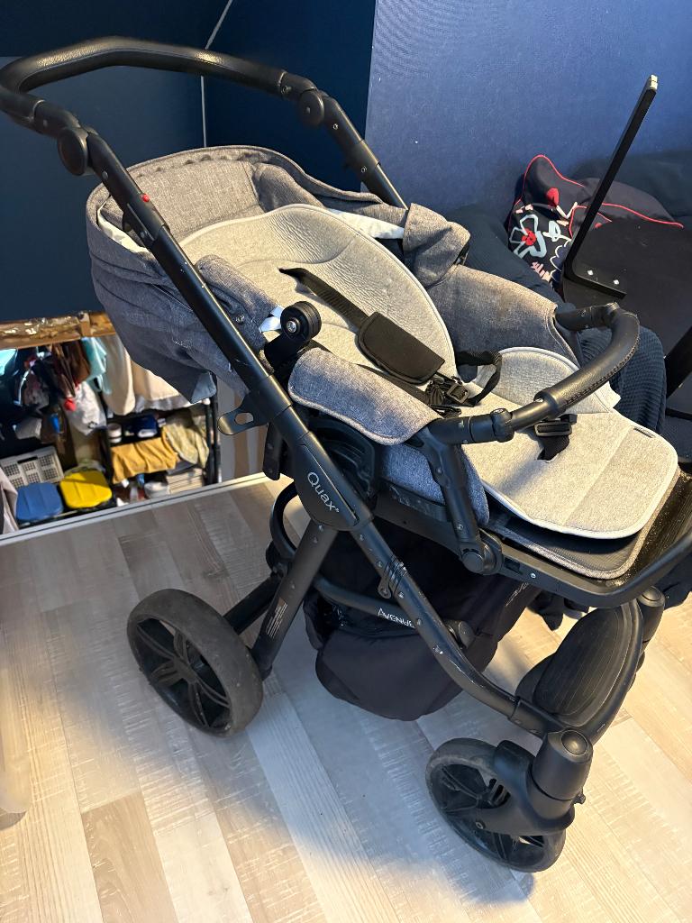 Quax kinderwagen met toebehoren, Gebruikt, Verstelbare duwstang, Ophalen, Kinderwagen