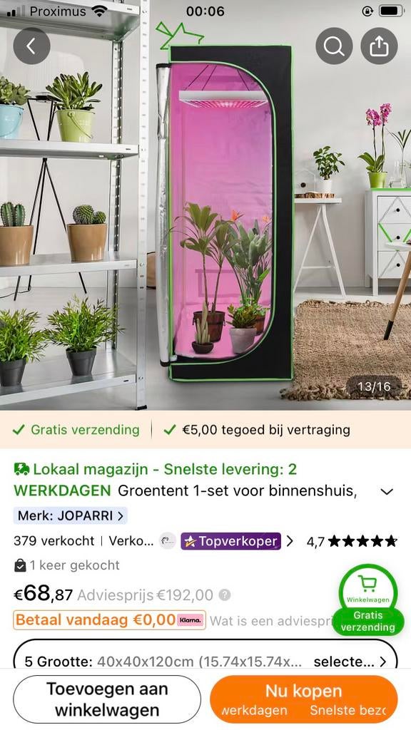 Nieuwe nog in verpakking kweektent, Tuin en Terras, Ophalen of Verzenden, Zo goed als nieuw, Kweektent