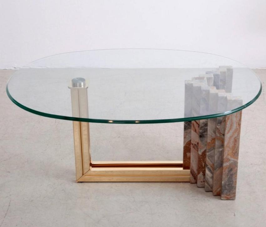 Table basse en marbre de conception italienne des années 70, 50 à 100 cm, Utilisé, 50 à 100 cm, Verre