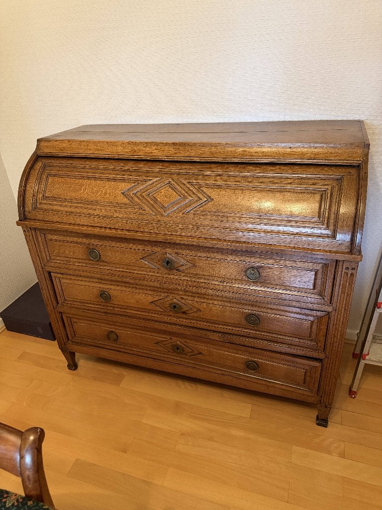 Secrétaire Directoire en chêne massif à abattant XIXe, Directoire, Enlèvement, Utilisé, /