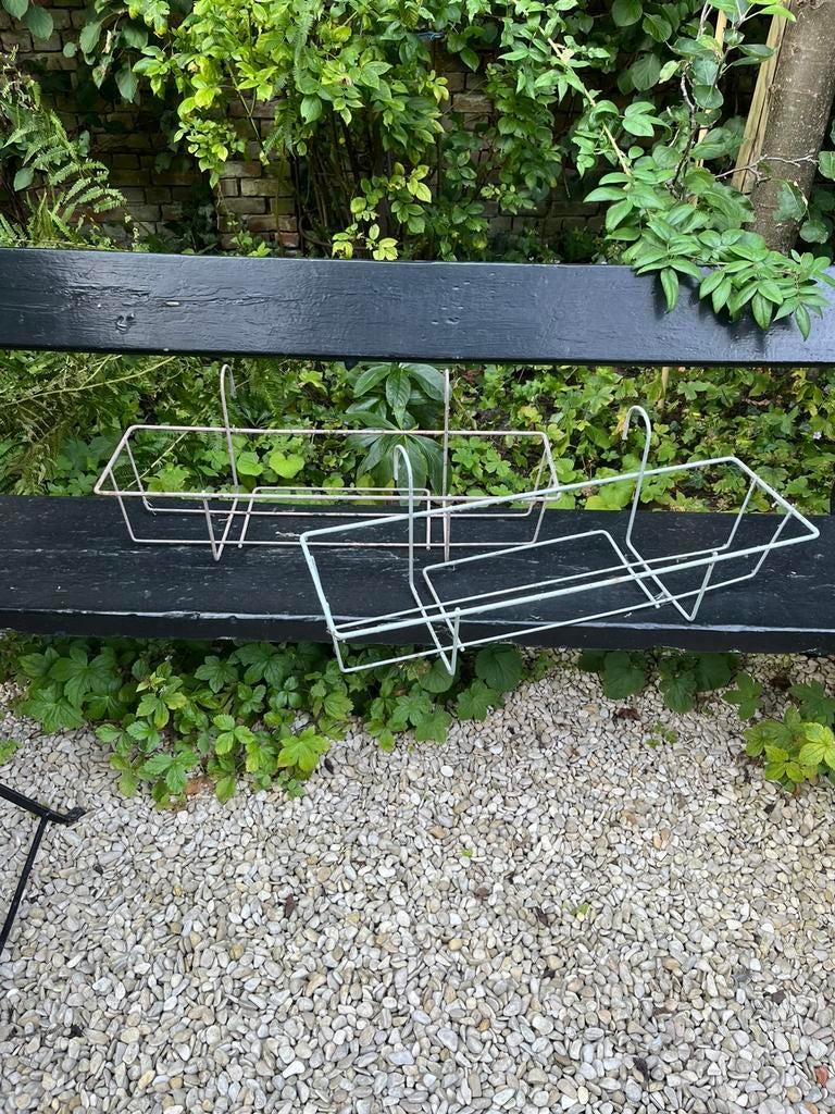 ANTIEKE IJZEREN HOUDERS BLOEMBAK TERRAS TUIN PLANTEN, Ophalen of Verzenden, Gebruikt, Tuin