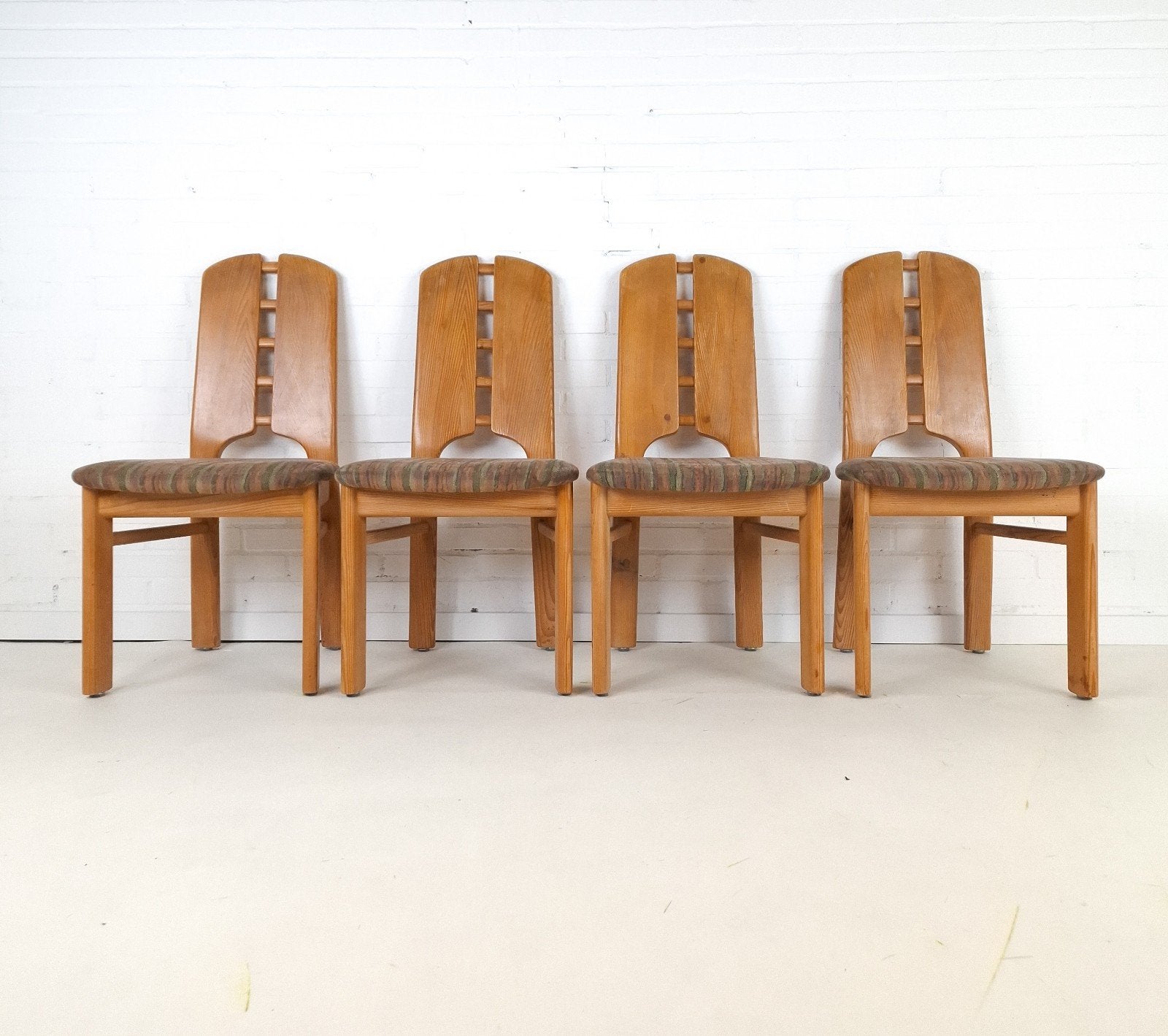 4x vintage Lübke stoelen brutalist jaren 70 mid century, Enlèvement, Tissus, Quatre