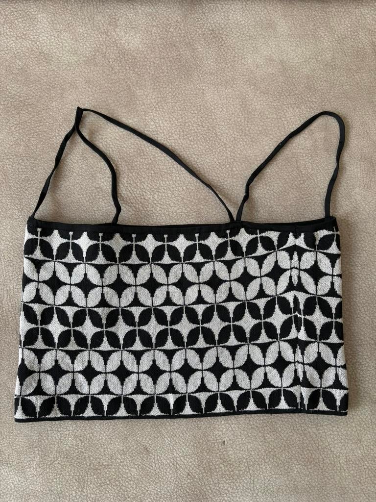 Zara top - zwart/wit print, Kleding | Dames, Topjes, Nieuw, Maat 38/40 (M), Zwart, Zonder mouw, Ophalen of Verzenden