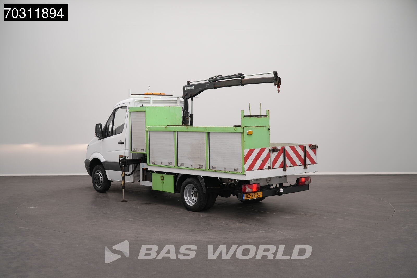 Mercedes Sprinter 510 CDI Kraanwagen Dubbellucht HIAB 071T-2, 3390 kg, Euro 5, Stof, Gebruikt