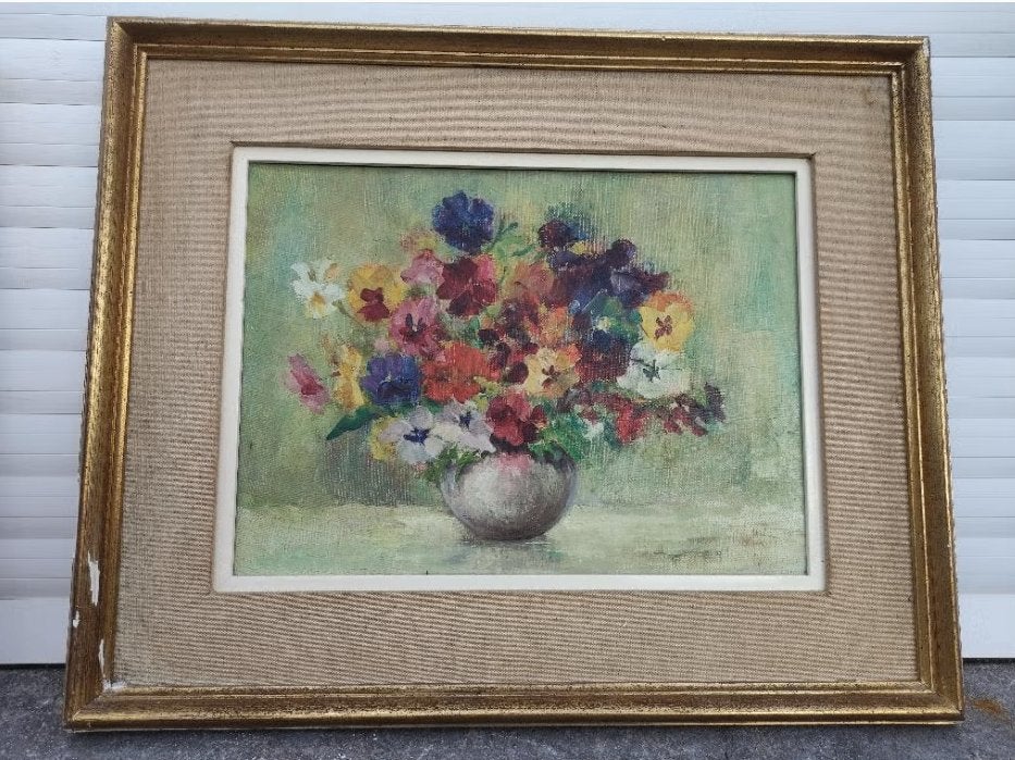 Huile sur toile fleur, Antiquités & Art, Art | Peinture | Classique, Enlèvement ou Envoi, Toile