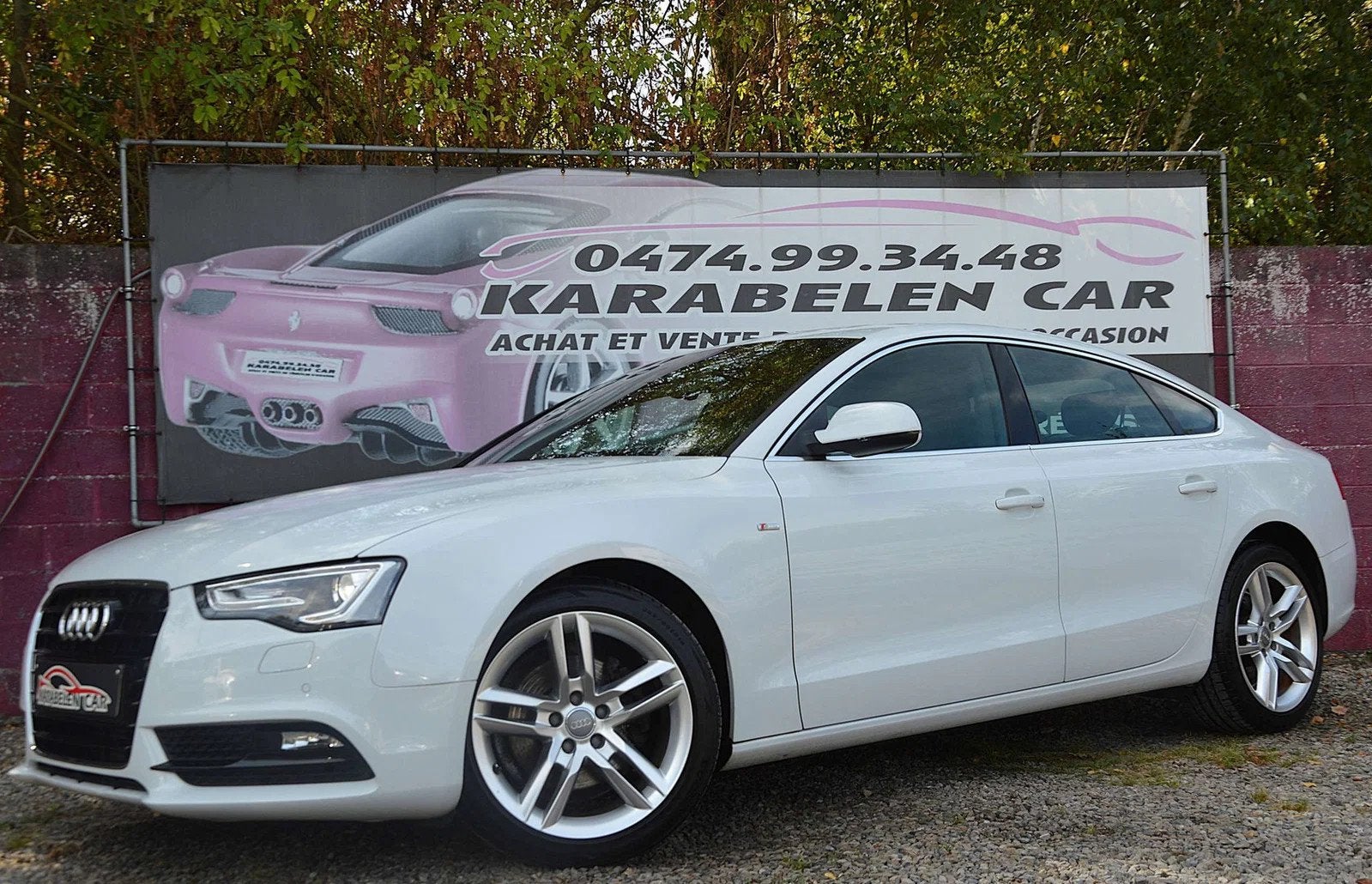 Audi A5 Sportback 2.0TDi S line BOITE AUT NAV SENS AV/AR 100, Auto's, Automaat, Gebruikt, 4 cilinders, Wit