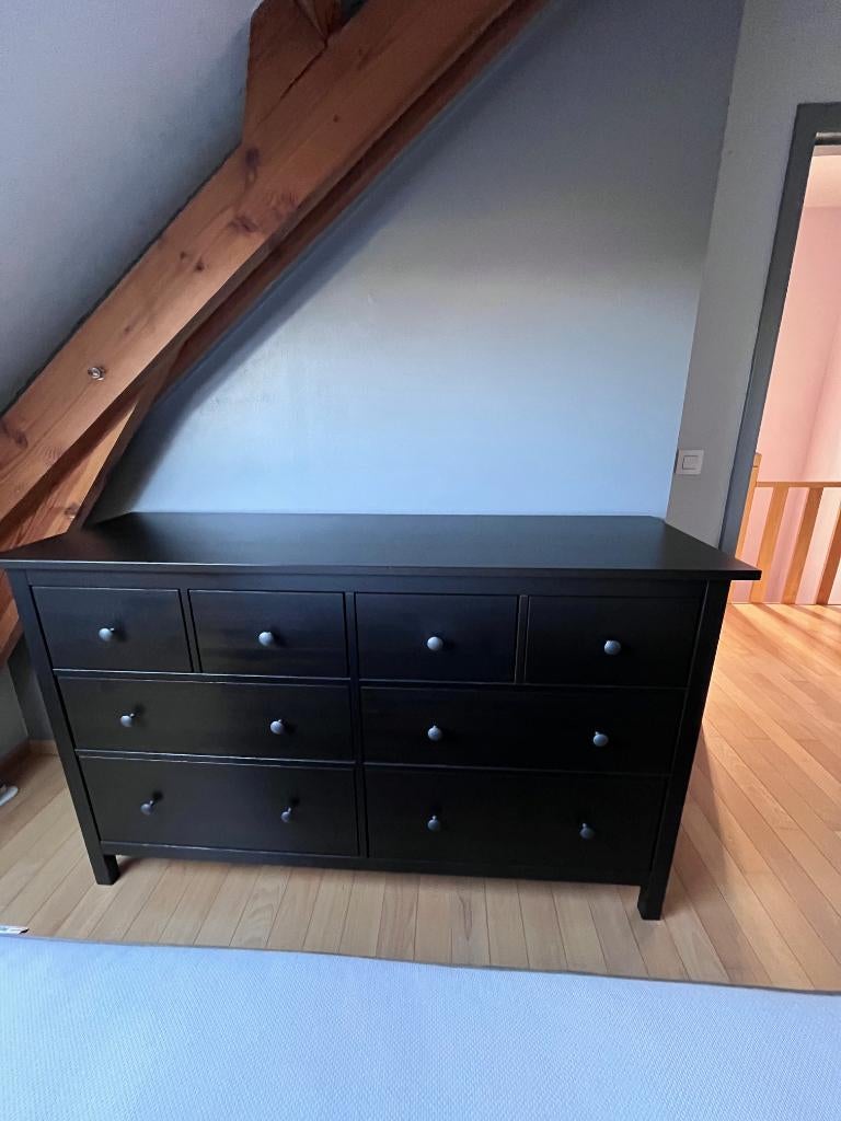 Commode 8 tiroirs, brun noir, 160x96 cm - HEMNES - IKEA, Maison & Meubles, 5 tiroirs ou plus, Moins de 100 cm, 150 à 200 cm, Enlèvement