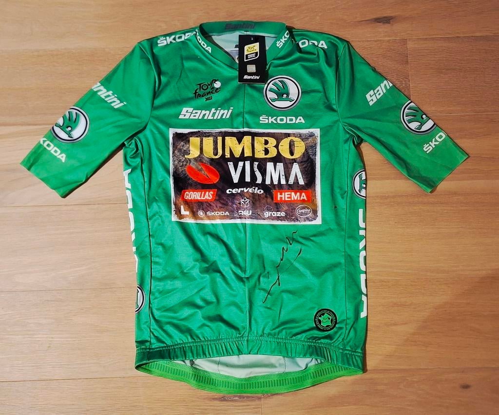 Maillot vert Wout Van Aert Tour de France 2022  signé, Enlèvement ou Envoi