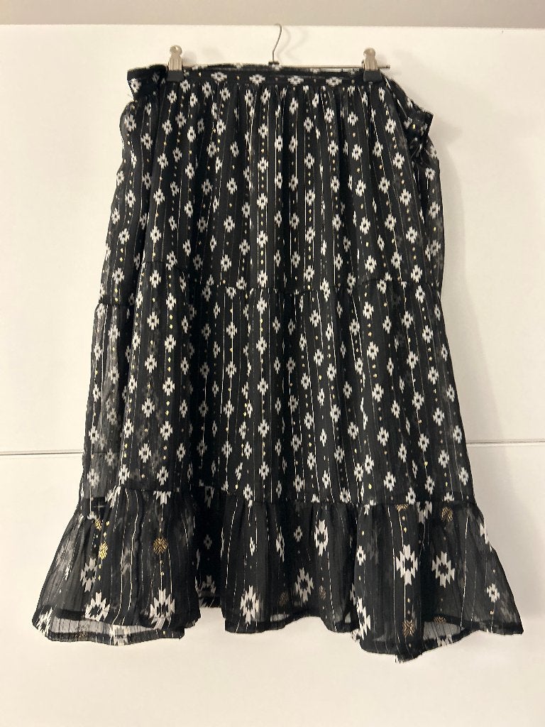 Blancheporte zwarte rok met witte print, Meerkleurig, Maat 46/48 (XL) of groter, Ophalen of Verzenden, Zo goed als nieuw