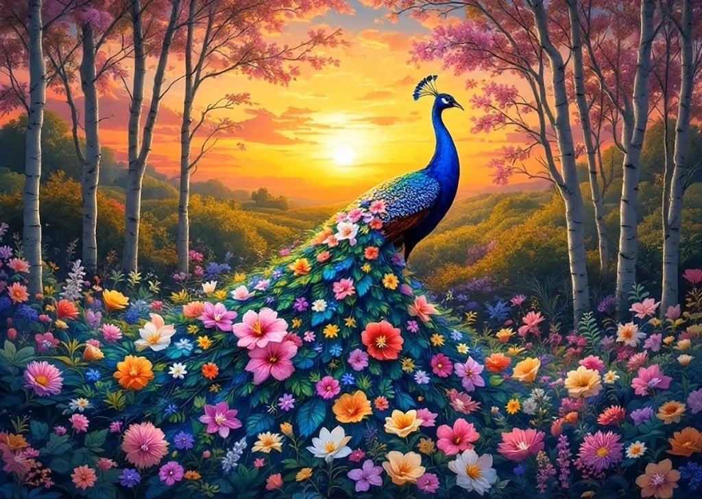 40x30cm Diamond Painting bloemen pauw (vierkant) nr 166, Nieuw, Meerkleurig, Ophalen of Verzenden, Overige materialen