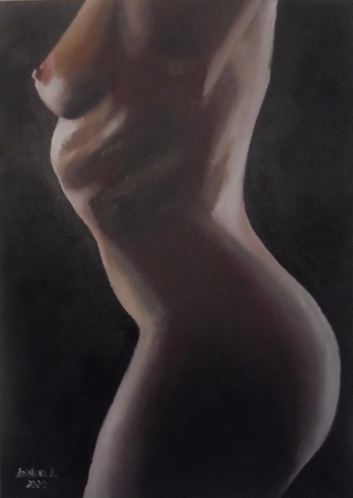 peinture à l'huile torse de fille nue 1 (50x70), Enlèvement ou Envoi