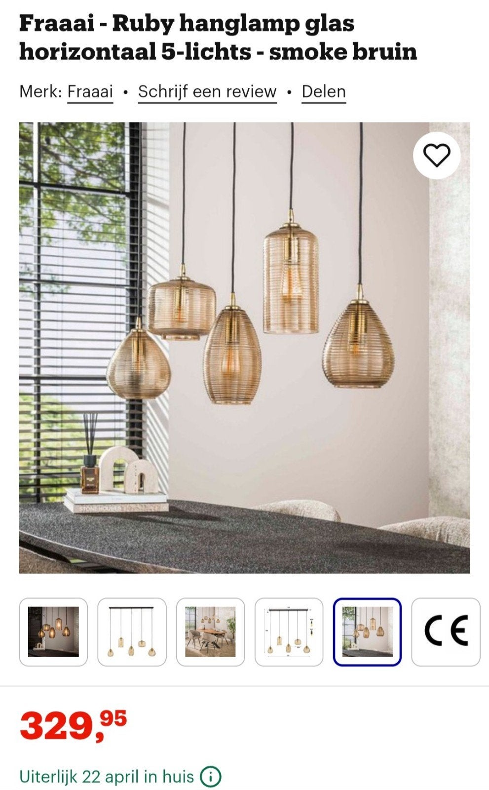 Lampe suspendue à 5 lumières entièrement nouvelle - Verre am, Enlèvement, Neuf, Verre
