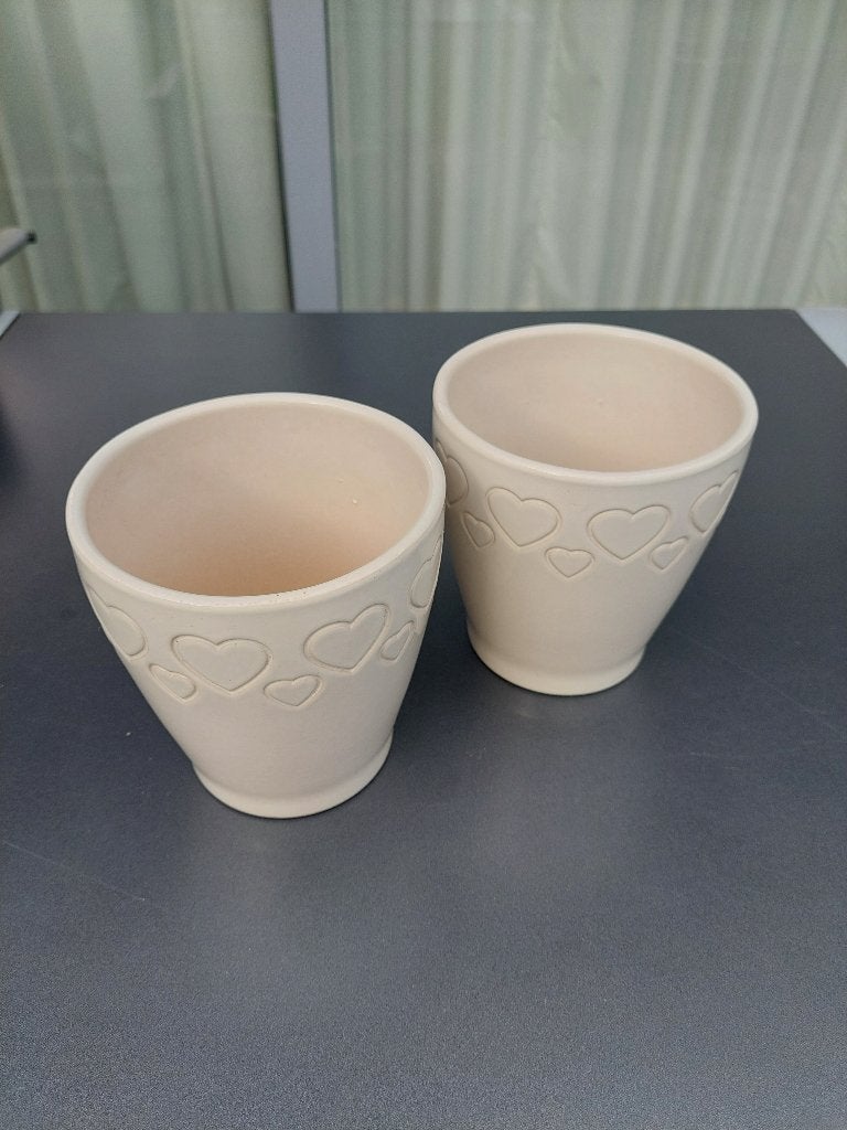2 beige hartjes cache pots, Ophalen, Zo goed als nieuw, Overige materialen