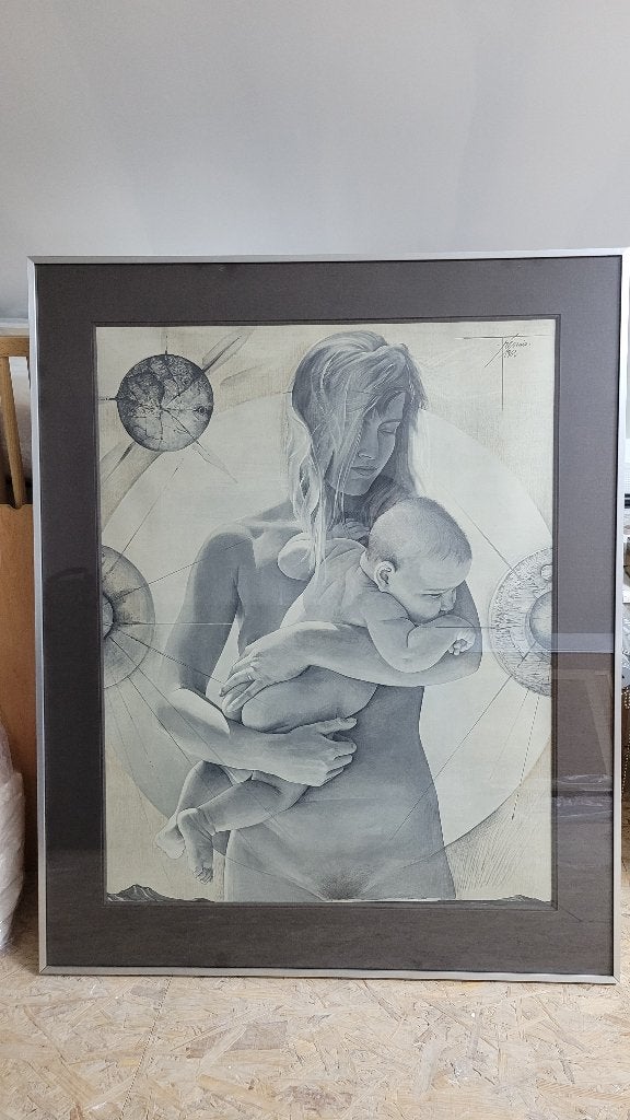 Lithographie de Trémois 1962 La Jeune Femme à l'Enfant, Enlèvement