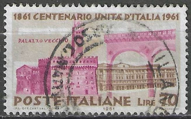 Italie 1961 - Yvert 855 - Le palais Vecchio à Florence (ST), Envoi, Affranchi