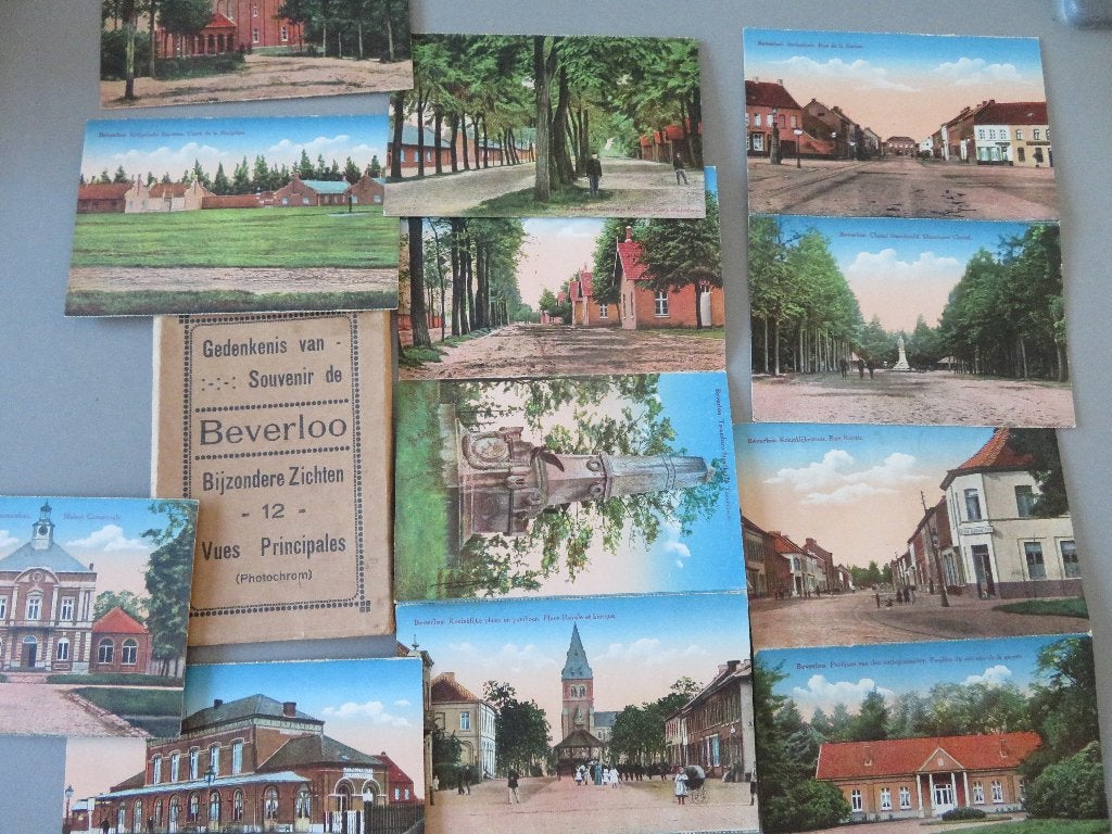 Gedenkenis van Beverloo 12 zichtkaarten photochrom, Verzamelen, Ophalen of Verzenden, Voor 1920, Ongelopen, Limburg
