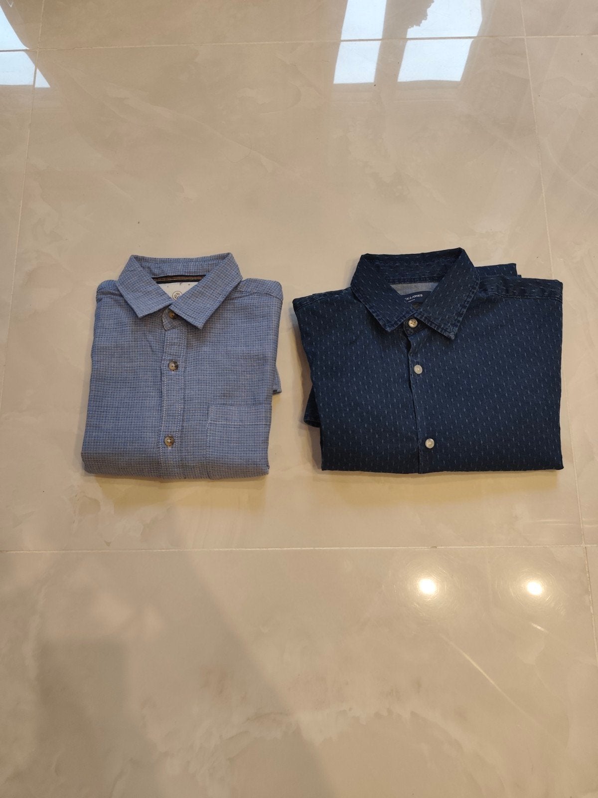 Lot de 2 chemises manches longues 100 % coton. Jack et Jones, Enlèvement ou Envoi, Comme neuf, Taille 46 (S) ou plus petite