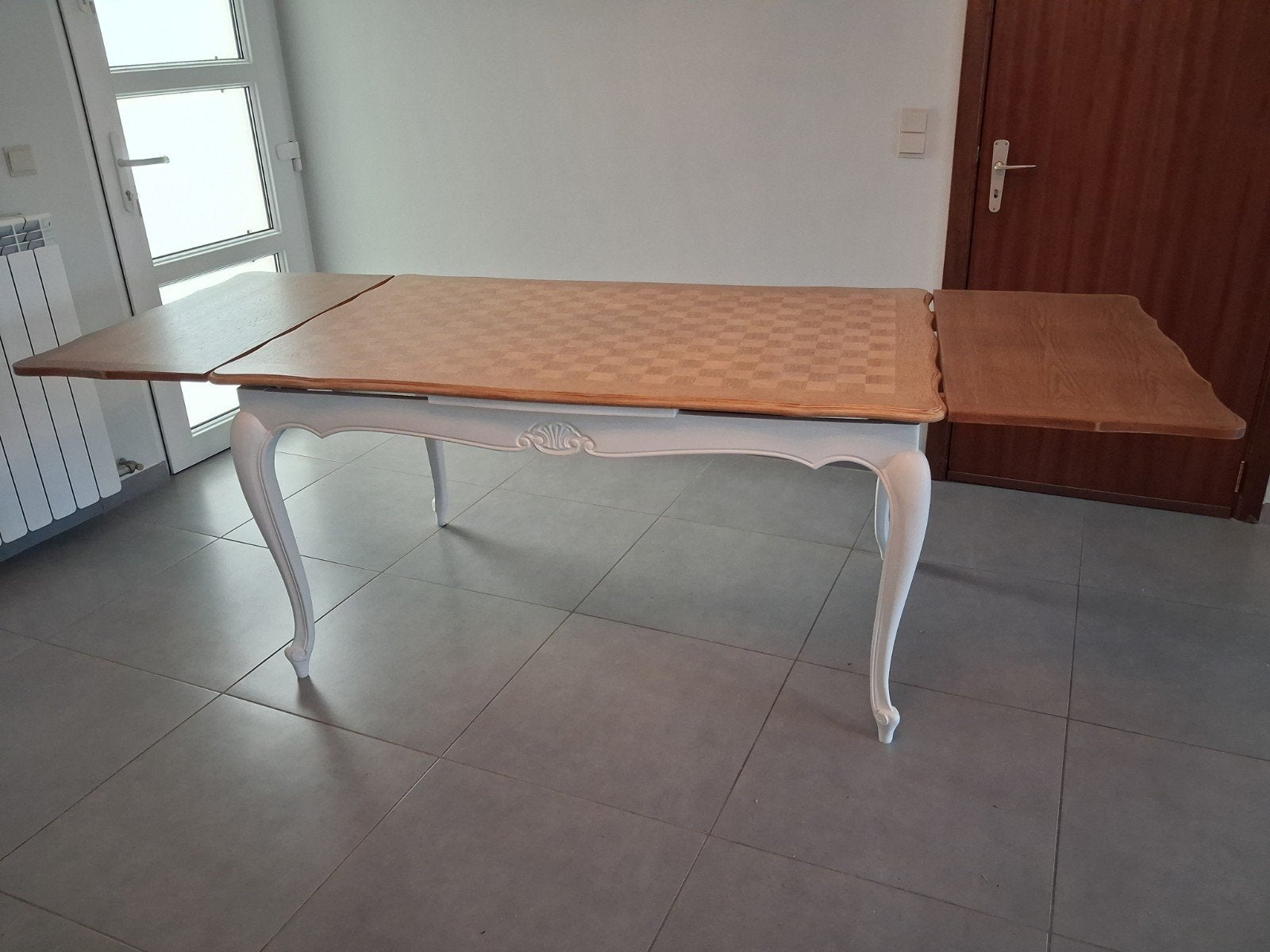 mooie grote (verlengbaar) eiken tafel gerestyled, Huis en Inrichting, Ophalen
