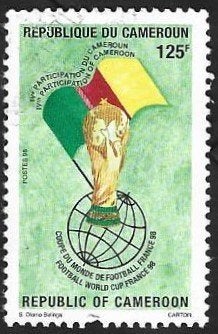 1 Postzegel Kameroen 1998 WK Voetbal - Frankrijk, Ophalen of Verzenden, Postfris, Sport
