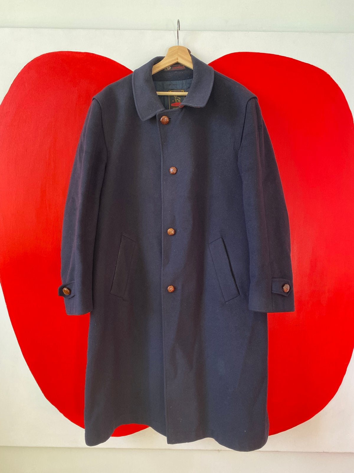 Steinbock vintage donkerblauwe loden jas (maat 52), Kleding | Heren, Verzenden, Zo goed als nieuw, Maat 52/54 (L)