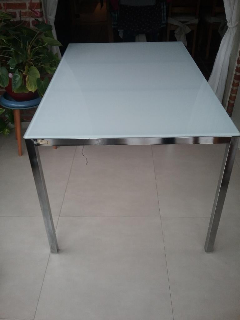 Eettafel H75 B86 L135 enkel ophalen, 100 à 150 cm, Quatre personnes, Verre, Enlèvement
