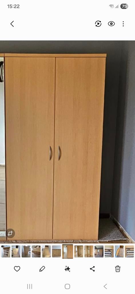 Garde robe plaqué hêtre 2 portes, Enlèvement