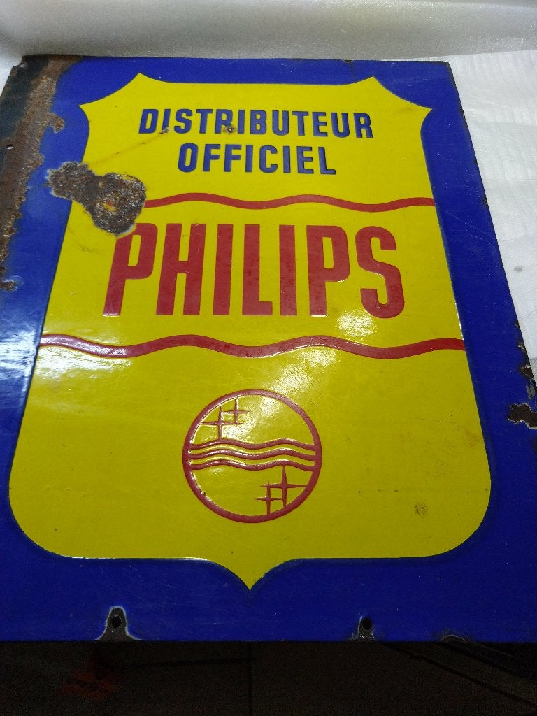 Phillips emaille plaat, Ophalen of Verzenden, Gebruikt, Reclamebord