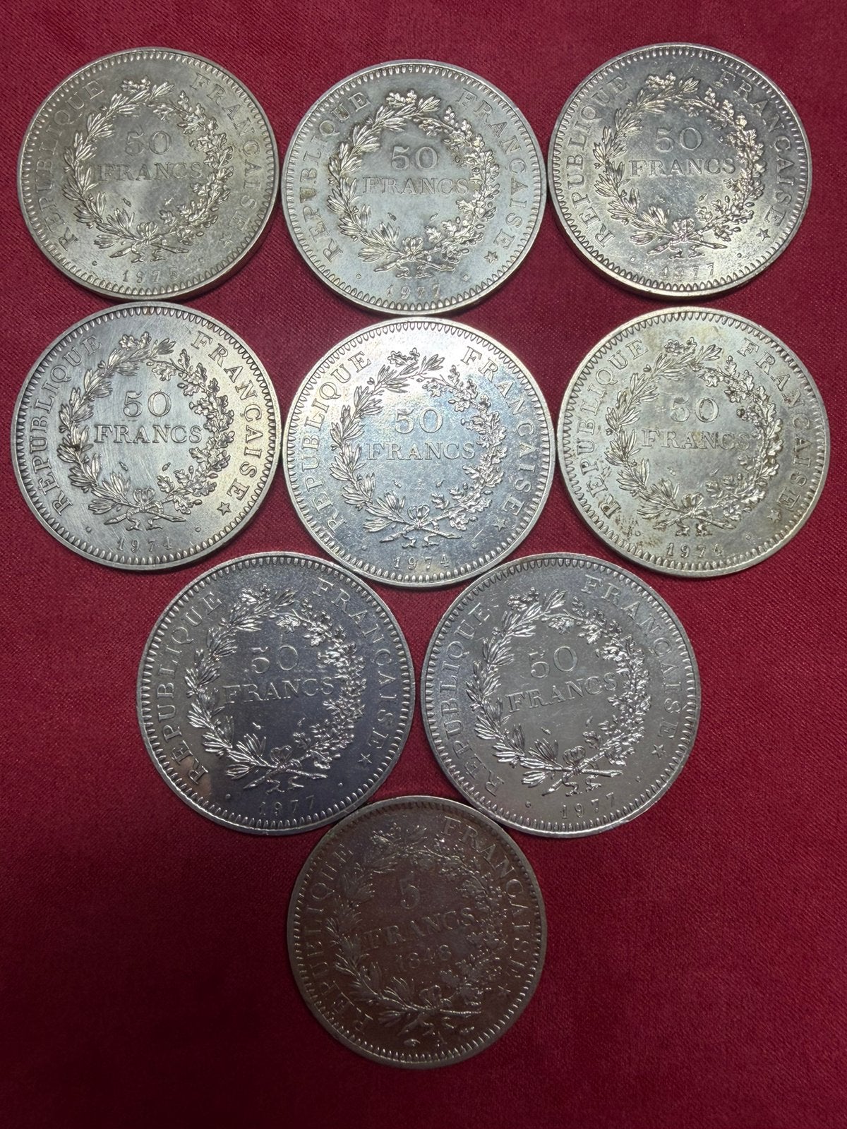 50 francs Hercule et 10fr Hercule, Postzegels en Munten, Munten | Nederland, Ophalen of Verzenden