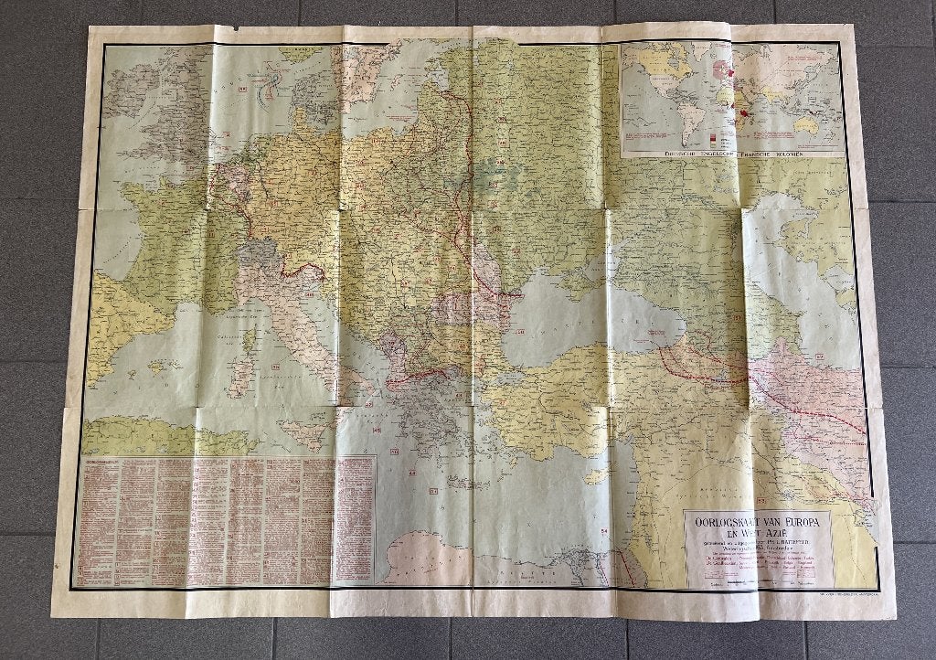 WO1 - Oorlogskaart van Europa en West-Azie - 1914-1917, Verzamelen, Militaria | Algemeen, Overige soorten, Overige typen, Ophalen of Verzenden
